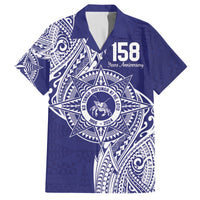 Personalised Tonga Tupou College Tolo 158th Anniversary Family Matching Puletasi and Hawaiian Shirt Special Kupesi Pattern LT9 Dad's Shirt - Short Sleeve Blue - Polynesian Pride