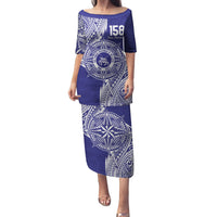 Personalised Tonga Tupou College Tolo 158th Anniversary Family Matching Puletasi and Hawaiian Shirt Special Kupesi Pattern LT9 Mom's Dress Blue - Polynesian Pride