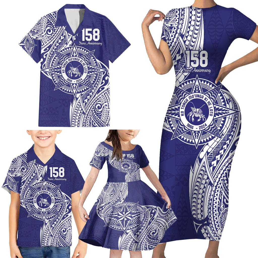 Personalised Tonga Tupou College Tolo 158th Anniversary Family Matching Short Sleeve Bodycon Dress and Hawaiian Shirt Special Kupesi Pattern LT9 - Polynesian Pride
