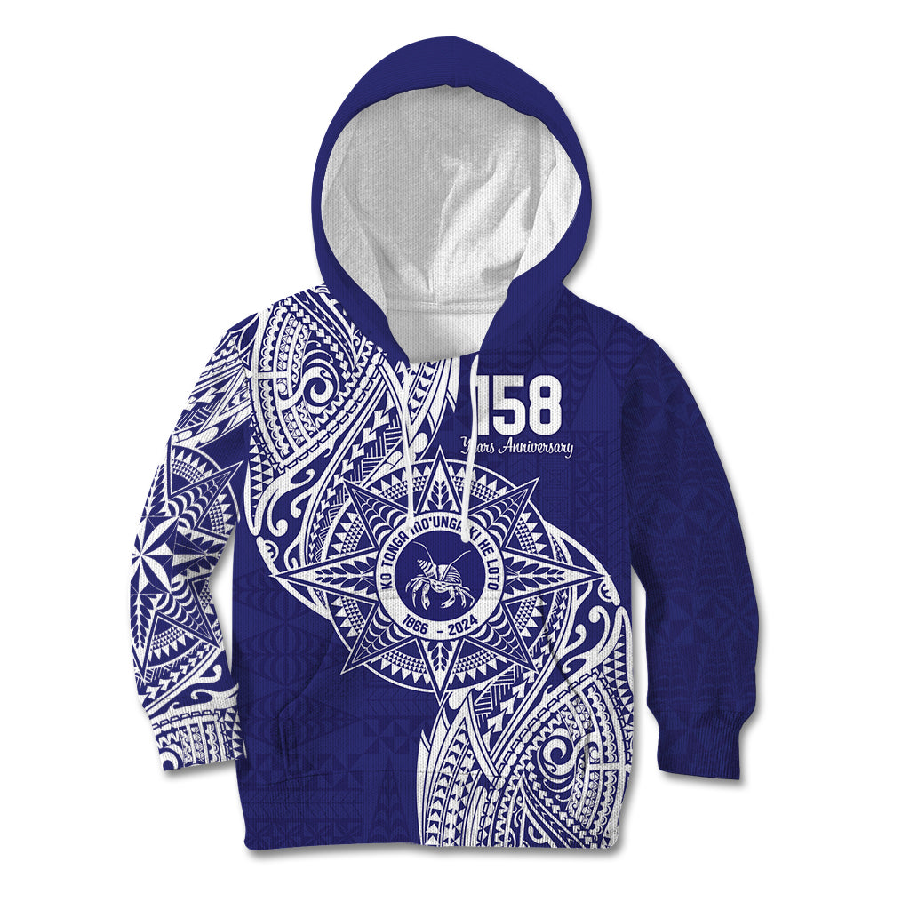 Personalised Tonga Tupou College Tolo 158th Anniversary Kid Hoodie Special Kupesi Pattern LT9 Hoodie Blue - Polynesian Pride