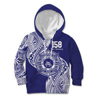 Personalised Tonga Tupou College Tolo 158th Anniversary Kid Hoodie Special Kupesi Pattern LT9 Hoodie Blue - Polynesian Pride