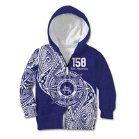 Personalised Tonga Tupou College Tolo 158th Anniversary Kid Hoodie Special Kupesi Pattern LT9 Zip Hoodie Blue - Polynesian Pride