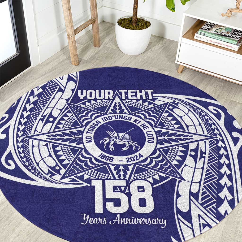 Personalised Tonga Tupou College Tolo 158th Anniversary Round Carpet Special Kupesi Pattern LT9 Blue - Polynesian Pride
