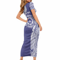 Personalised Tonga Tupou College Tolo 160th Anniversary Short Sleeve Bodycon Dress Special Kupesi Pattern LT9 - Polynesian Pride