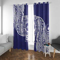 Personalised Tonga Tupou College Tolo 158th Anniversary Window Curtain Special Kupesi Pattern LT9 With Grommets Blue - Polynesian Pride