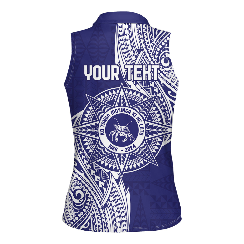 Personalised Tonga Tupou College Tolo 158th Anniversary Women Sleeveless Polo Shirt Special Kupesi Pattern LT9 - Polynesian Pride