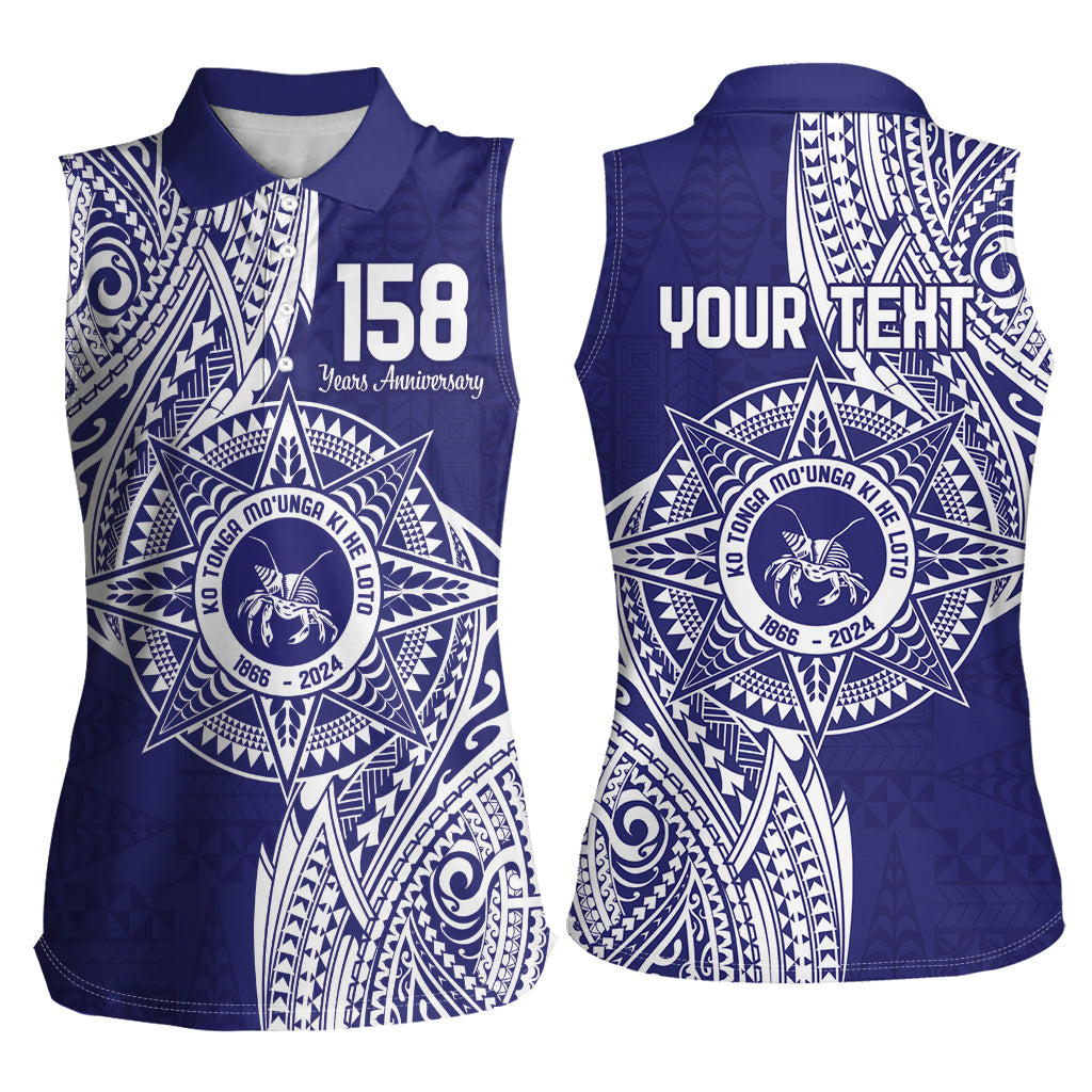 Personalised Tonga Tupou College Tolo 158th Anniversary Women Sleeveless Polo Shirt Special Kupesi Pattern LT9 - Polynesian Pride