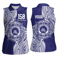Personalised Tonga Tupou College Tolo 158th Anniversary Women Sleeveless Polo Shirt Special Kupesi Pattern LT9 - Polynesian Pride