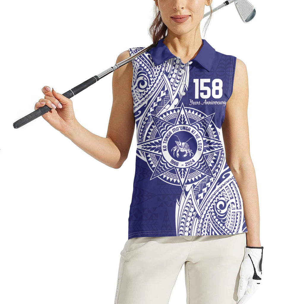 Personalised Tonga Tupou College Tolo 158th Anniversary Women Sleeveless Polo Shirt Special Kupesi Pattern LT9 - Polynesian Pride