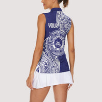 Personalised Tonga Tupou College Tolo 158th Anniversary Women Sleeveless Polo Shirt Special Kupesi Pattern LT9 - Polynesian Pride