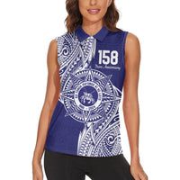 Personalised Tonga Tupou College Tolo 158th Anniversary Women Sleeveless Polo Shirt Special Kupesi Pattern LT9 - Polynesian Pride