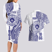 Personalised Tonga Tupou College Tolo Couples Matching Long Sleeve Bodycon Dress and Hawaiian Shirt Since 1866 Special Kupesi Pattern LT9 - Polynesian Pride