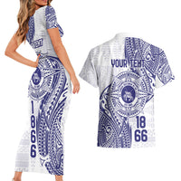 Personalised Tonga Tupou College Tolo Couples Matching Short Sleeve Bodycon Dress and Hawaiian Shirt Since 1866 Special Kupesi Pattern LT9 - Polynesian Pride