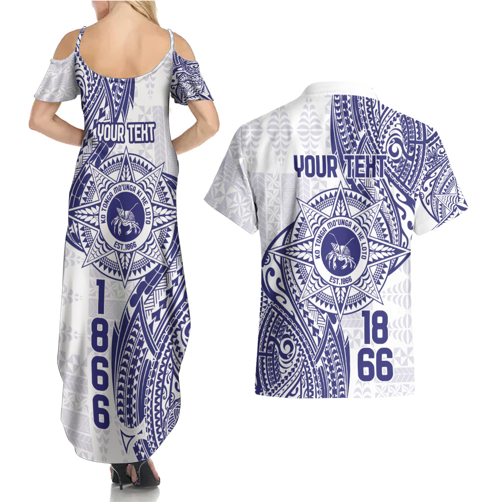 Personalised Tonga Tupou College Tolo Couples Matching Summer Maxi Dress and Hawaiian Shirt Since 1866 Special Kupesi Pattern LT9 - Polynesian Pride