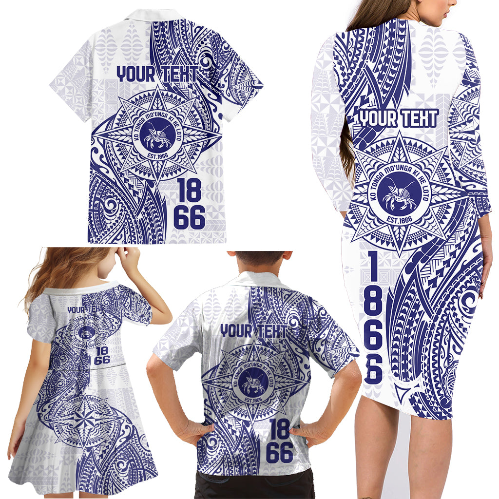 Personalised Tonga Tupou College Tolo Family Matching Long Sleeve Bodycon Dress and Hawaiian Shirt Since 1866 Special Kupesi Pattern LT9 - Polynesian Pride