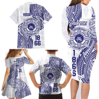 Personalised Tonga Tupou College Tolo Family Matching Long Sleeve Bodycon Dress and Hawaiian Shirt Since 1866 Special Kupesi Pattern LT9 - Polynesian Pride