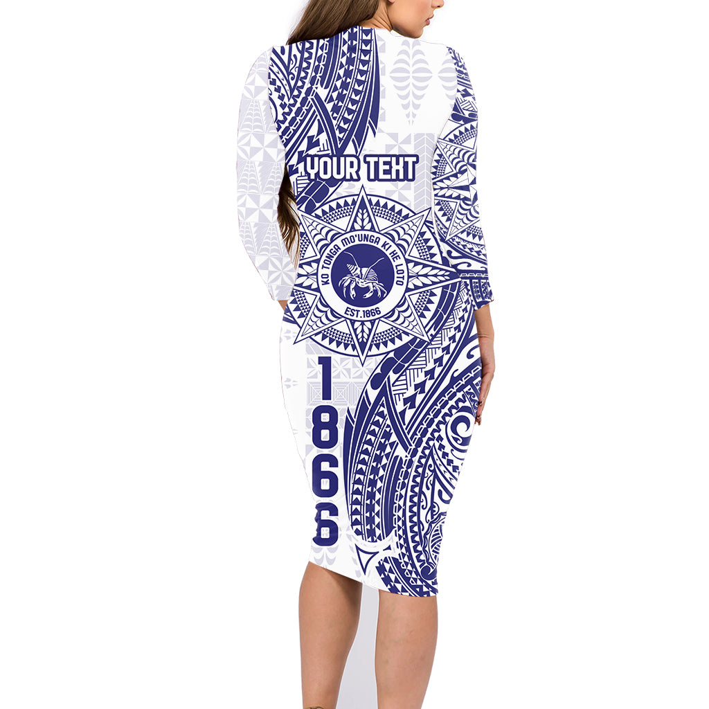 Personalised Tonga Tupou College Tolo Family Matching Long Sleeve Bodycon Dress and Hawaiian Shirt Since 1866 Special Kupesi Pattern LT9 - Polynesian Pride