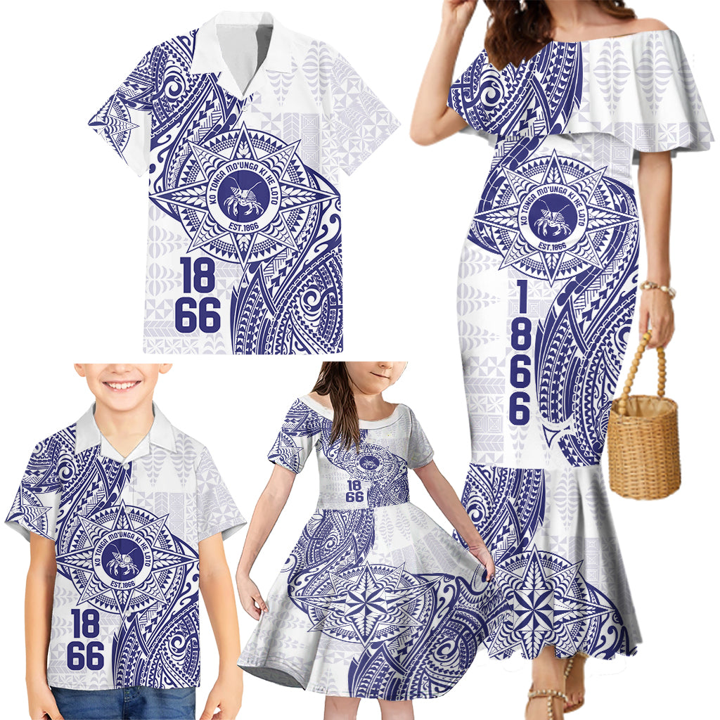 Personalised Tonga Tupou College Tolo Family Matching Mermaid Dress and Hawaiian Shirt Since 1866 Special Kupesi Pattern LT9 - Polynesian Pride