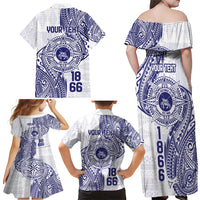 Personalised Tonga Tupou College Tolo Family Matching Off Shoulder Maxi Dress and Hawaiian Shirt Since 1866 Special Kupesi Pattern LT9 - Polynesian Pride