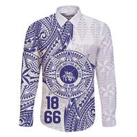 Personalised Tonga Tupou College Tolo Family Matching Off Shoulder Maxi Dress and Hawaiian Shirt Since 1866 Special Kupesi Pattern LT9 Dad's Shirt - Long Sleeve White - Polynesian Pride