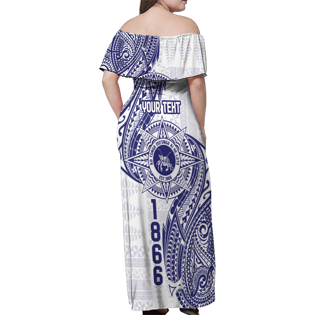Personalised Tonga Tupou College Tolo Family Matching Off Shoulder Maxi Dress and Hawaiian Shirt Since 1866 Special Kupesi Pattern LT9 - Polynesian Pride