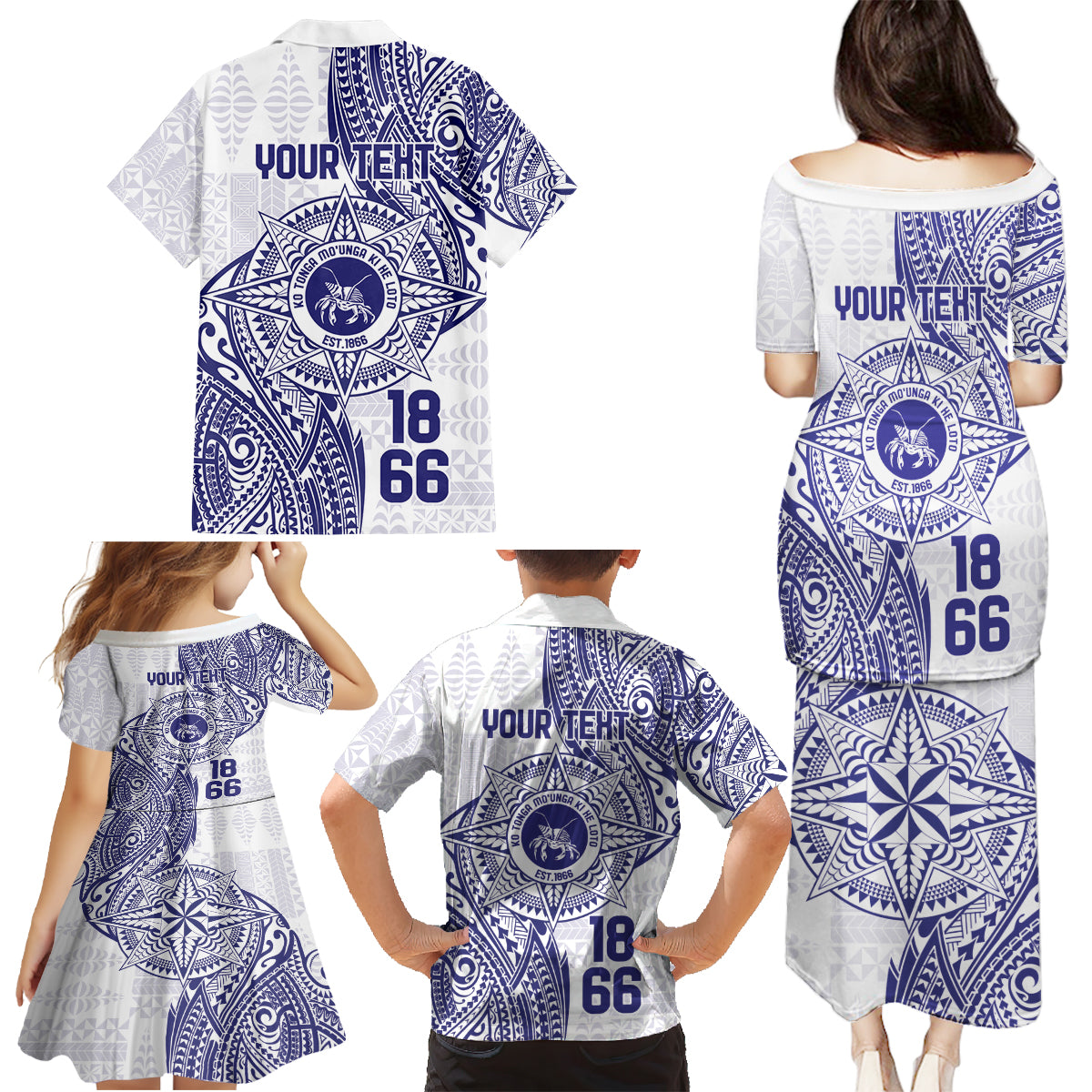 Personalised Tonga Tupou College Tolo Family Matching Puletasi and Hawaiian Shirt Since 1866 Special Kupesi Pattern LT9 - Polynesian Pride