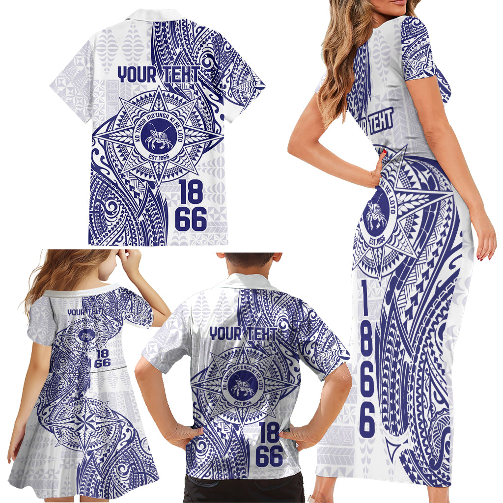 Personalised Tonga Tupou College Tolo Family Matching Short Sleeve Bodycon Dress and Hawaiian Shirt Since 1866 Special Kupesi Pattern LT9 - Polynesian Pride