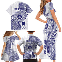Personalised Tonga Tupou College Tolo Family Matching Short Sleeve Bodycon Dress and Hawaiian Shirt Since 1866 Special Kupesi Pattern LT9 - Polynesian Pride
