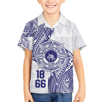 Personalised Tonga Tupou College Tolo Family Matching Summer Maxi Dress and Hawaiian Shirt Since 1866 Special Kupesi Pattern LT9 Son's Shirt White - Polynesian Pride