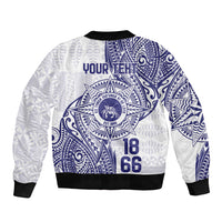 Personalised Tonga Tupou College Tolo Sleeve Zip Bomber Jacket Since 1866 Special Kupesi Pattern LT9 - Polynesian Pride