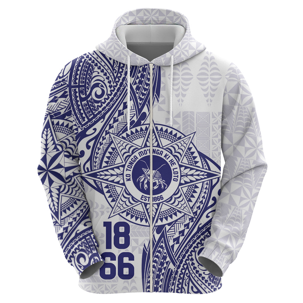 Personalised Tonga Tupou College Tolo Zip Hoodie Since 1866 Special Kupesi Pattern LT9 - Polynesian Pride
