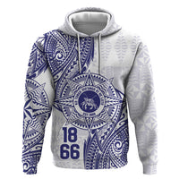 Personalised Tonga Tupou College Tolo Zip Hoodie Since 1866 Special Kupesi Pattern LT9 Pullover Hoodie White - Polynesian Pride