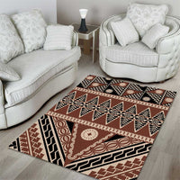 Vintage Bula Fiji Area Rug Brown Tapa Masi Motif