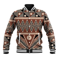 Vintage Bula Fiji Baseball Jacket Brown Tapa Masi Motif