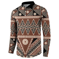 Vintage Bula Fiji Button Sweatshirt Brown Tapa Masi Motif