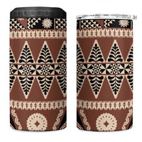 Vintage Bula Fiji 4 in 1 Can Cooler Tumbler Brown Tapa Masi Motif LT9 One Size: 16 oz Brown - Polynesian Pride