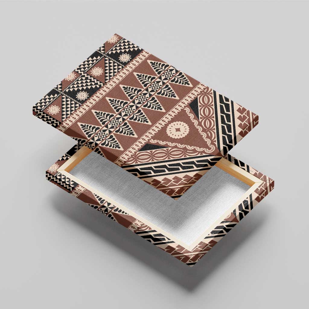 Vintage Bula Fiji Canvas Wall Art Brown Tapa Masi Motif