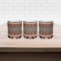 Vintage Bula Fiji Ceramic Mug Brown Tapa Masi Motif - Polynesian Pride