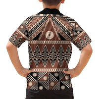 Vintage Bula Fiji Family Matching Long Sleeve Bodycon Dress and Hawaiian Shirt Brown Tapa Masi Motif LT9 - Polynesian Pride