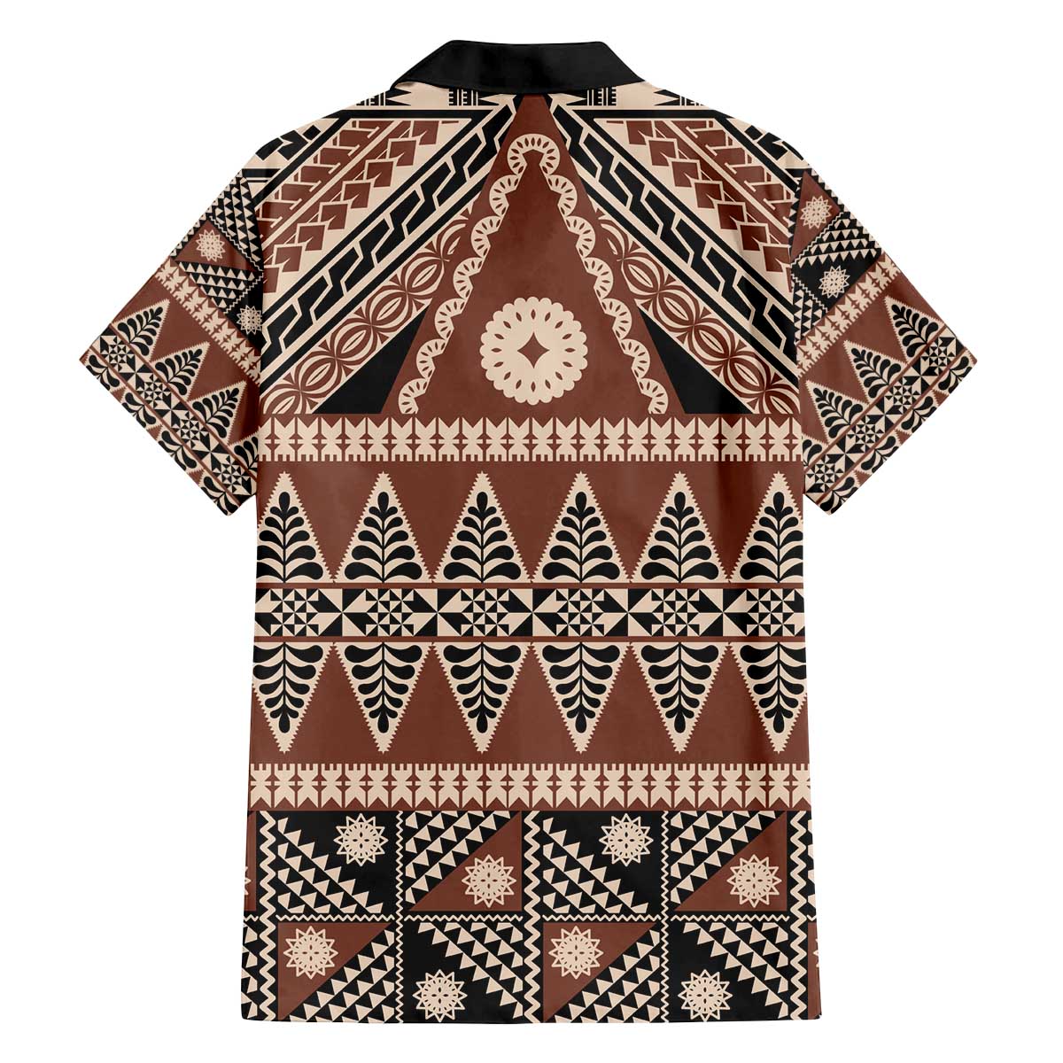 Vintage Bula Fiji Family Matching Off The Shoulder Long Sleeve Dress and Hawaiian Shirt Brown Tapa Masi Motif LT9 - Polynesian Pride