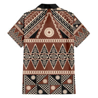 Vintage Bula Fiji Hawaiian Shirt Brown Tapa Masi Motif
