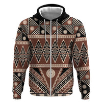 Vintage Bula Fiji Hoodie Brown Tapa Masi Motif