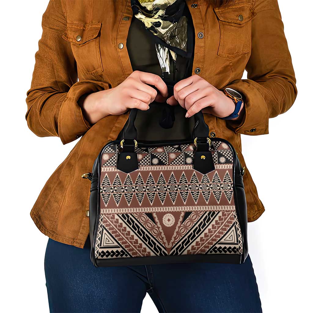 Vintage Bula Fiji Shoulder Handbag Brown Tapa Masi Motif