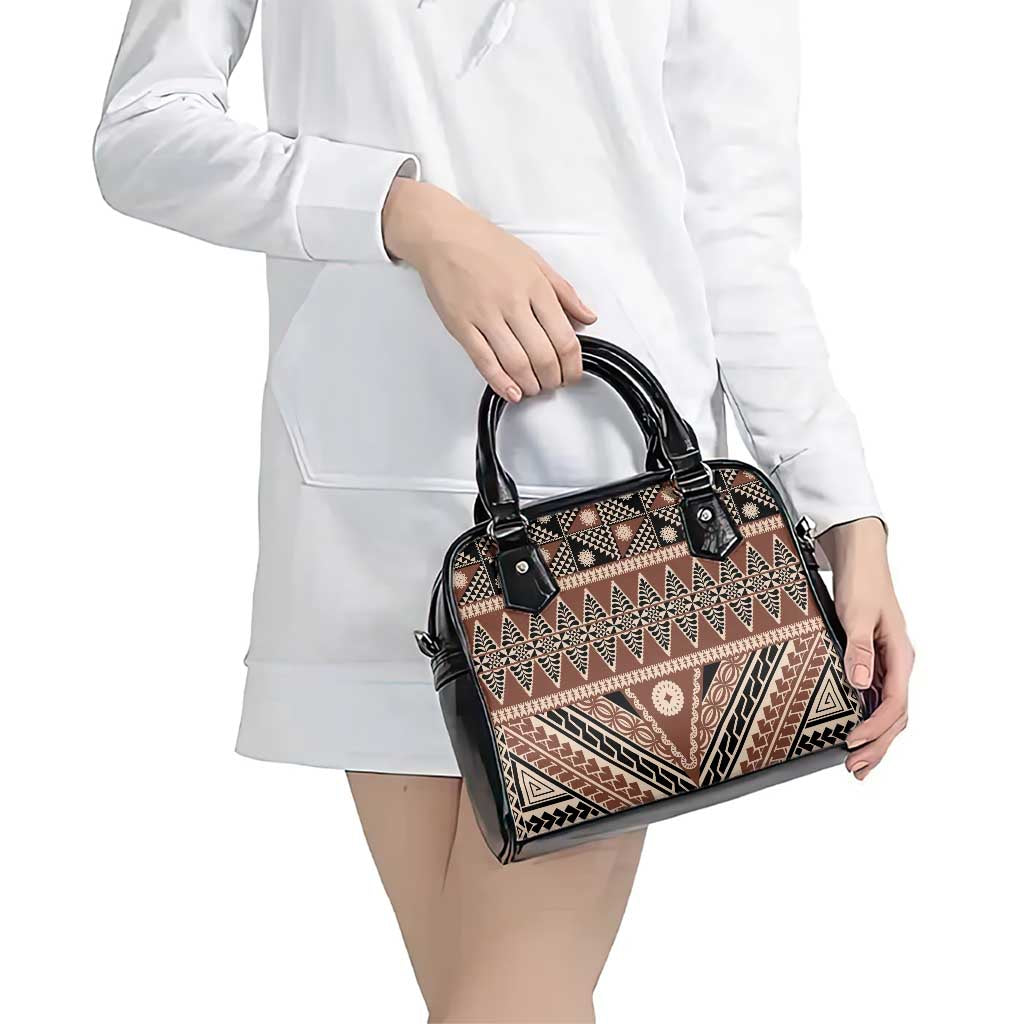 Vintage Bula Fiji Shoulder Handbag Brown Tapa Masi Motif