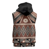 Vintage Bula Fiji Sleeveless Zip Hoodie Brown Tapa Masi Motif LT9 - Polynesian Pride