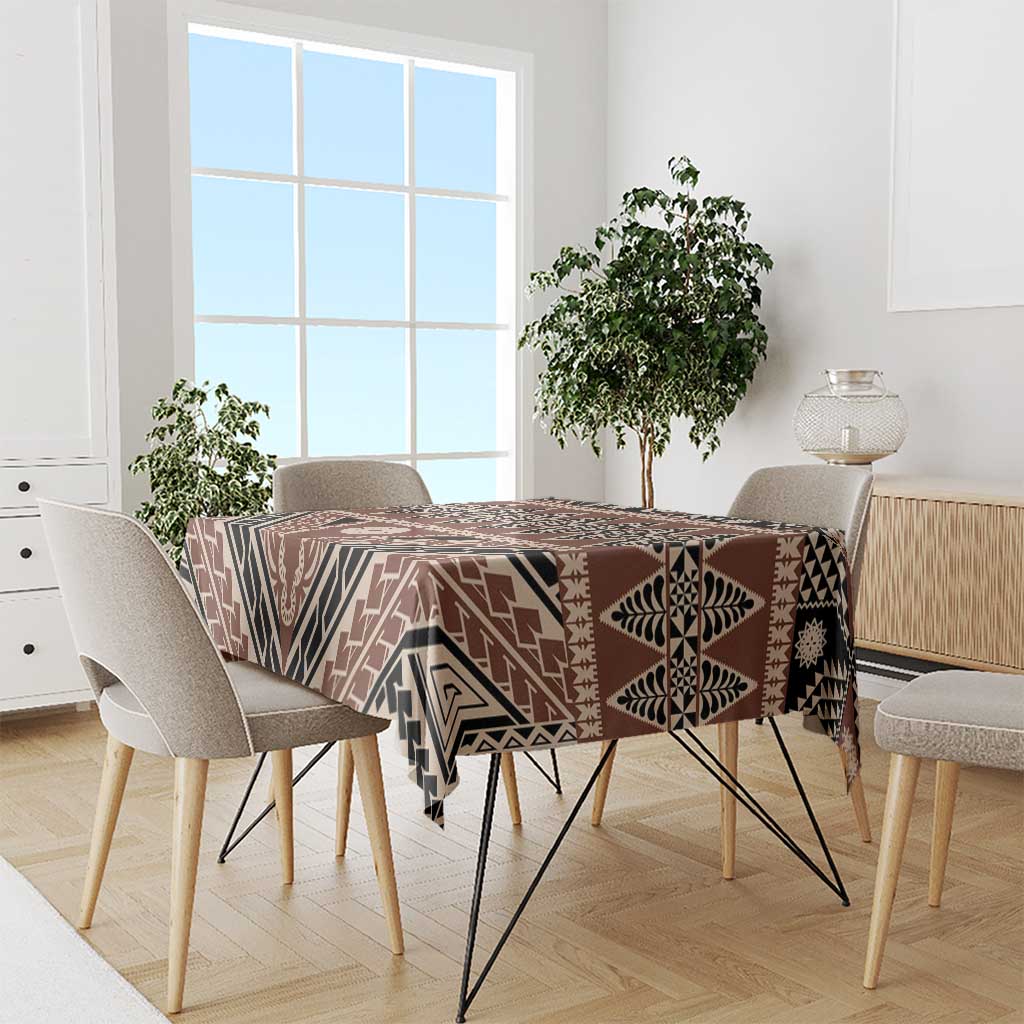 Vintage Bula Fiji Tablecloth Brown Tapa Masi Motif
