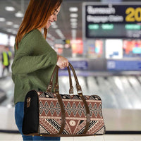 Vintage Bula Fiji Travel Bag Brown Tapa Masi Motif - Polynesian Pride