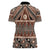 Vintage Bula Fiji Women Polo Shirt Brown Tapa Masi Motif