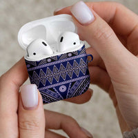 Vintage Bula Fiji AirPods Case Prussian Blue Tapa Masi Motif - Polynesian Pride