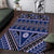 Vintage Bula Fiji Area Rug Prussian Blue Tapa Masi Motif